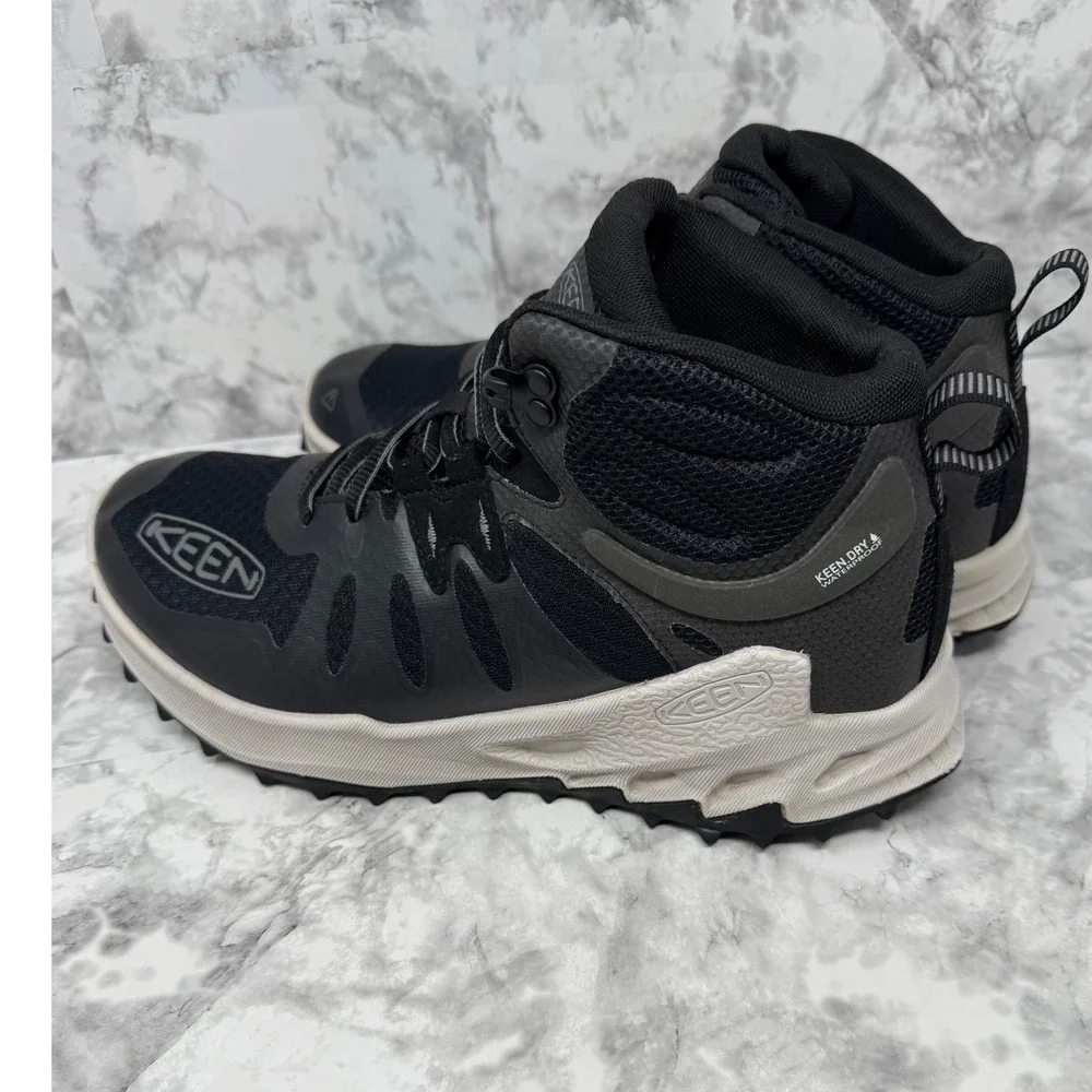 KEEN NXIS EVO Mid Waterproof Hiking Boots Mens 9 Black Magnet 1028034 Trail Shoe